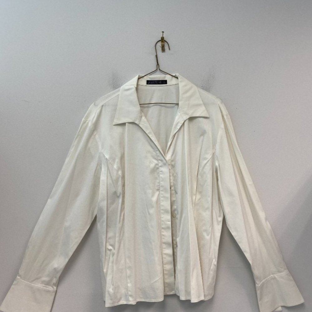 Lafayette 148 16 White Button up Blouse